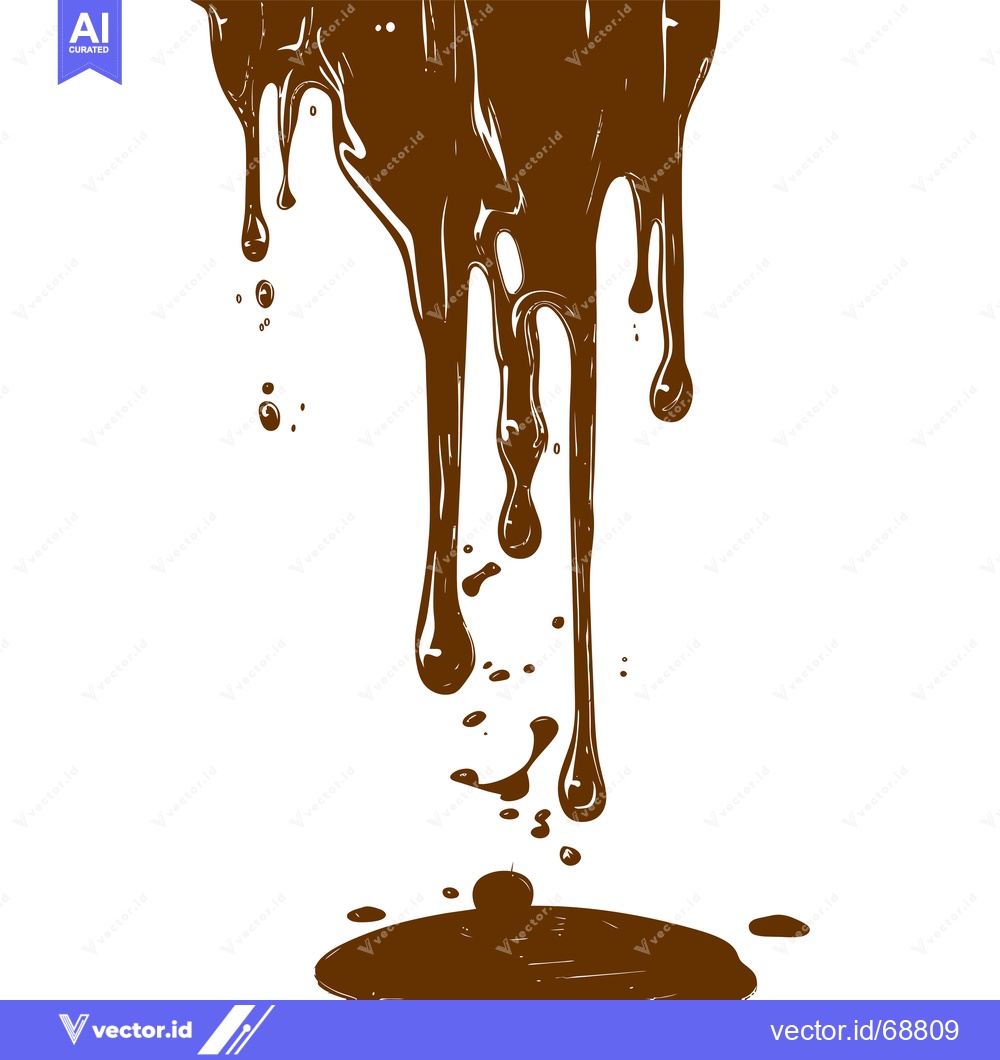 Premium Vector dari Melted Chocolate Dripping Down Isolated on White Background.