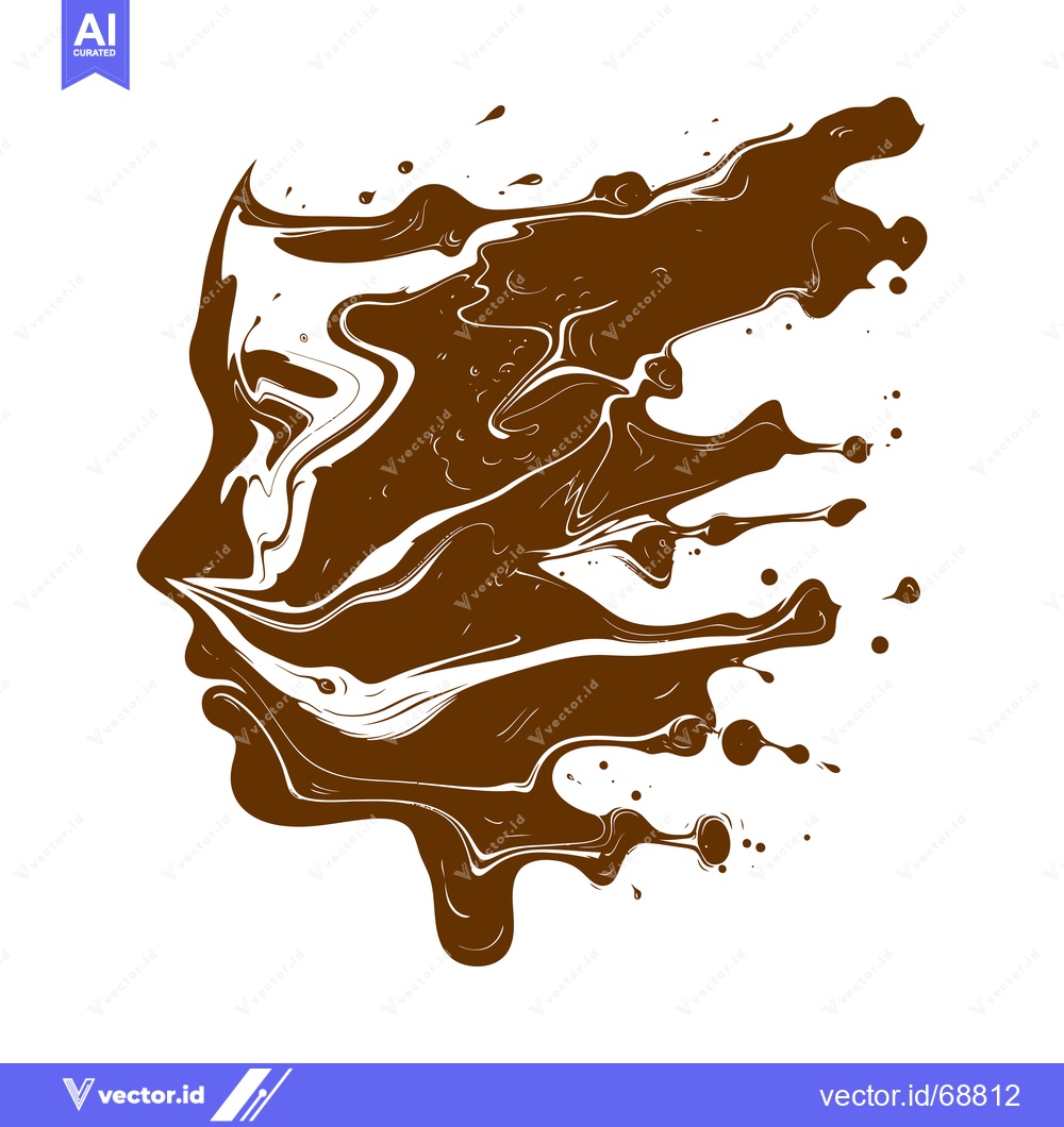 Premium Vector dari Abstract Chocolate Face Silhouette Melting Liquid Art.