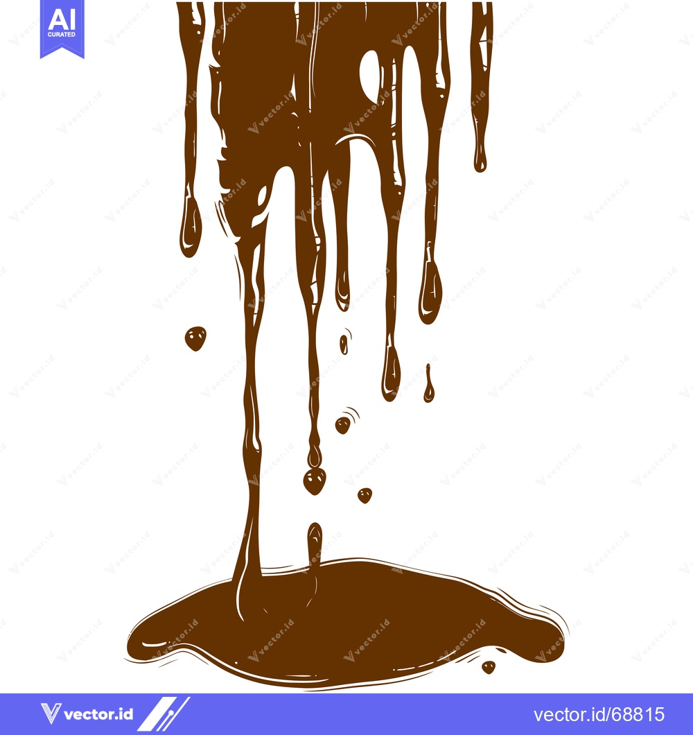 Premium Vector of Melted Chocolate Dripping and Splashing.