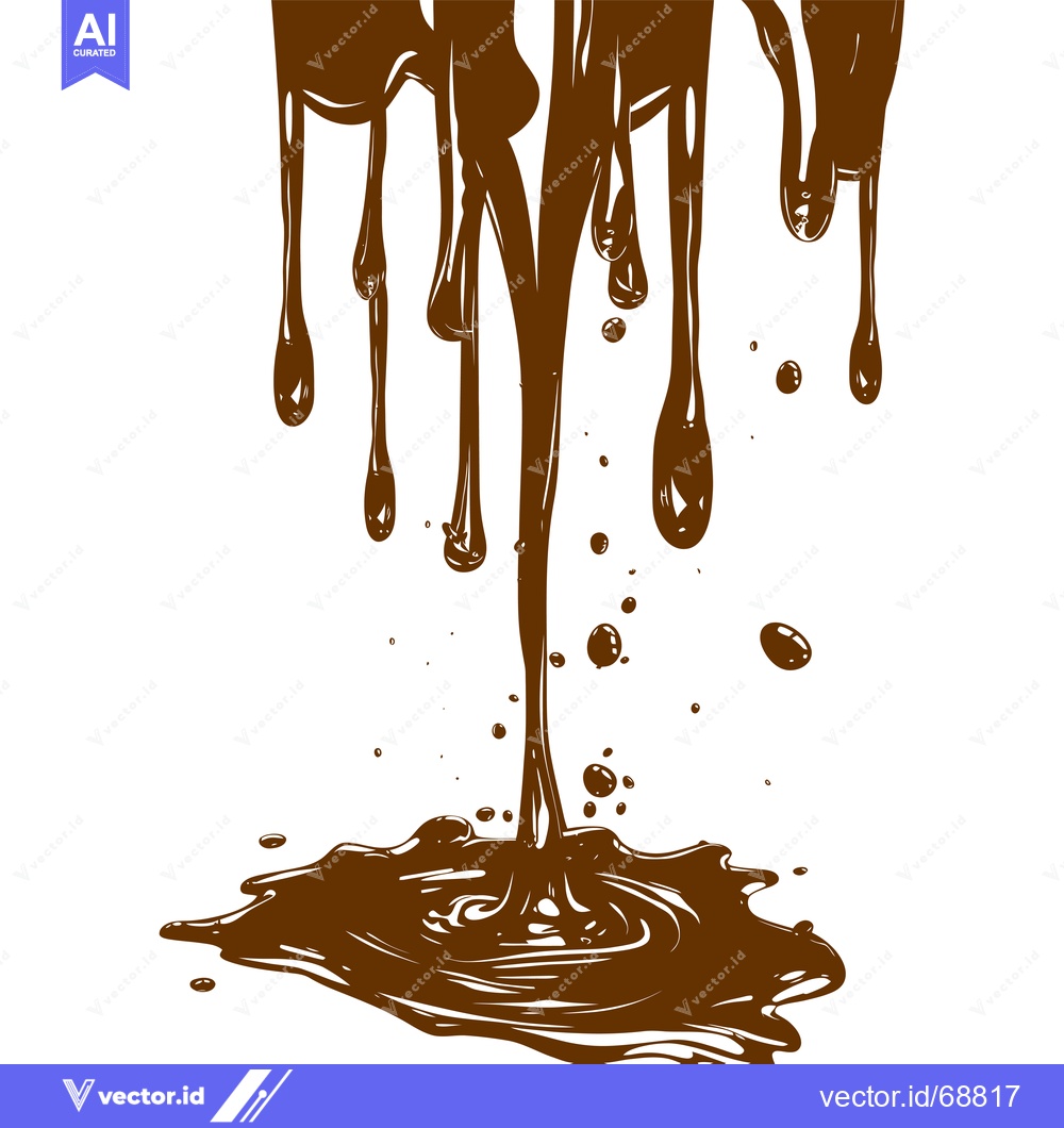 Premium Vector of Melted Chocolate Dripping and Splashing.