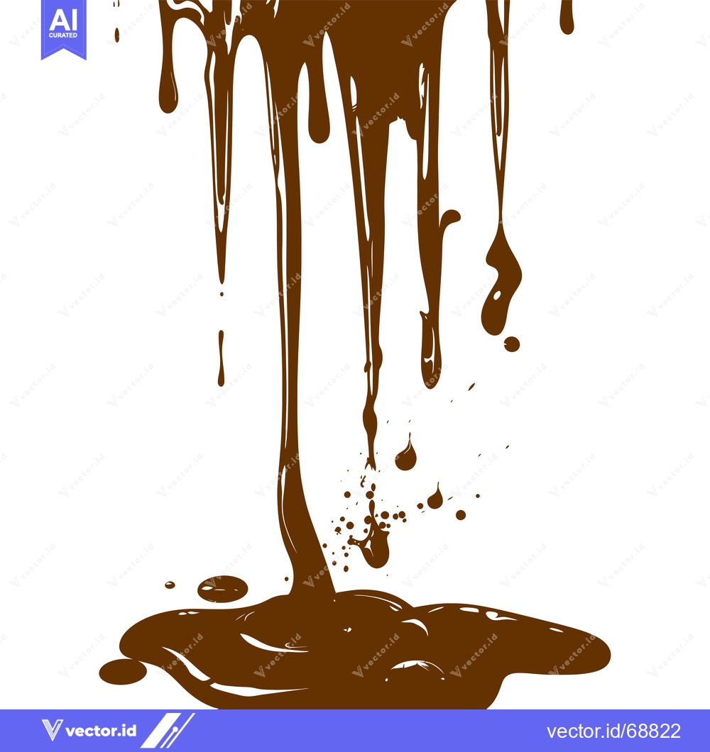 Premium Vector dari Dripping Chocolate Sauce Splash Isolated on White Background.