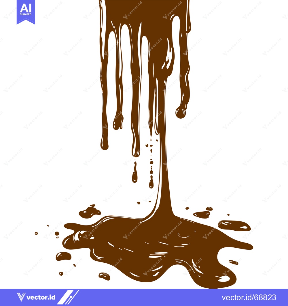 Premium Vector dari Melted Chocolate Drizzling and Splashing on White Background.