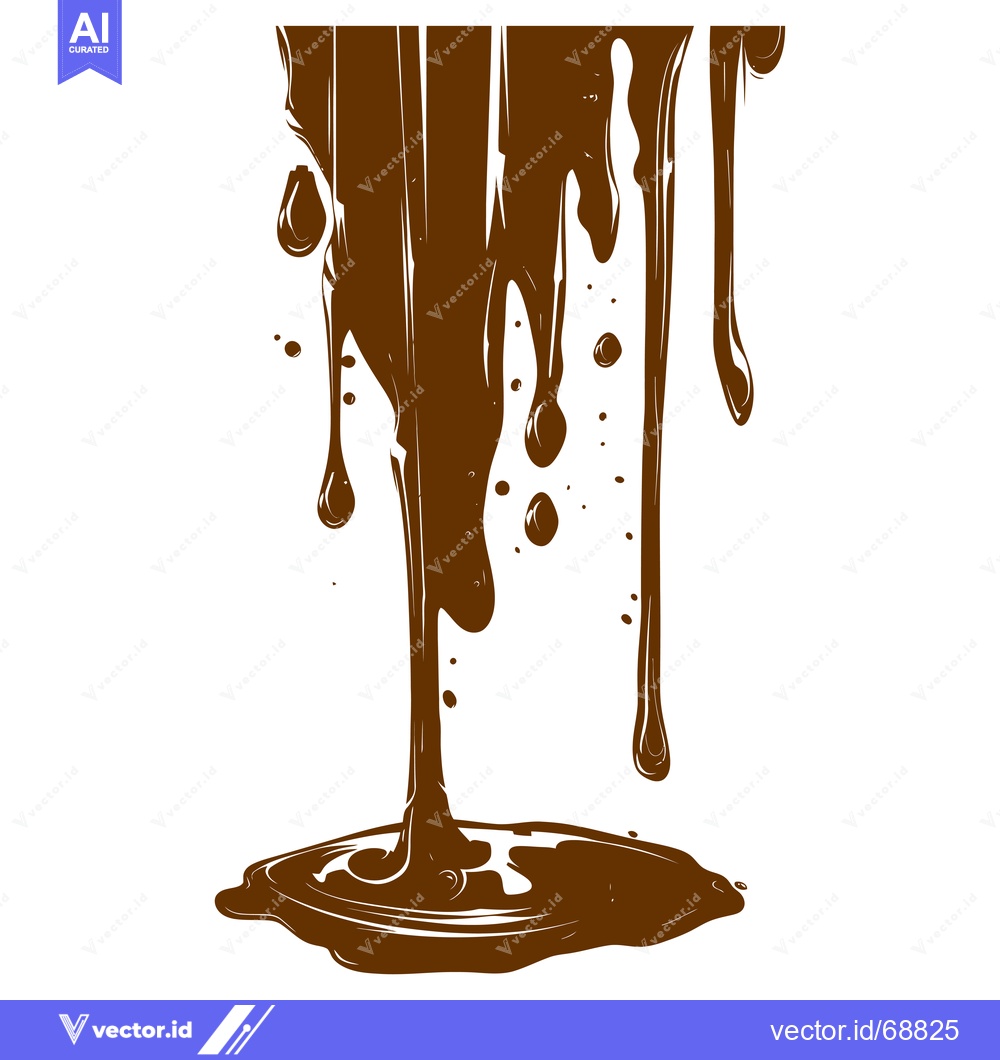 Premium Vector dari Dripping Chocolate Sauce Isolated on White Background.