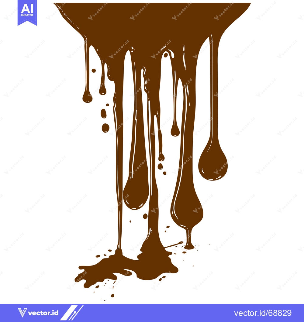 Premium Vector of Delicious Chocolate Syrup Dripping Down Isolated on White Background.