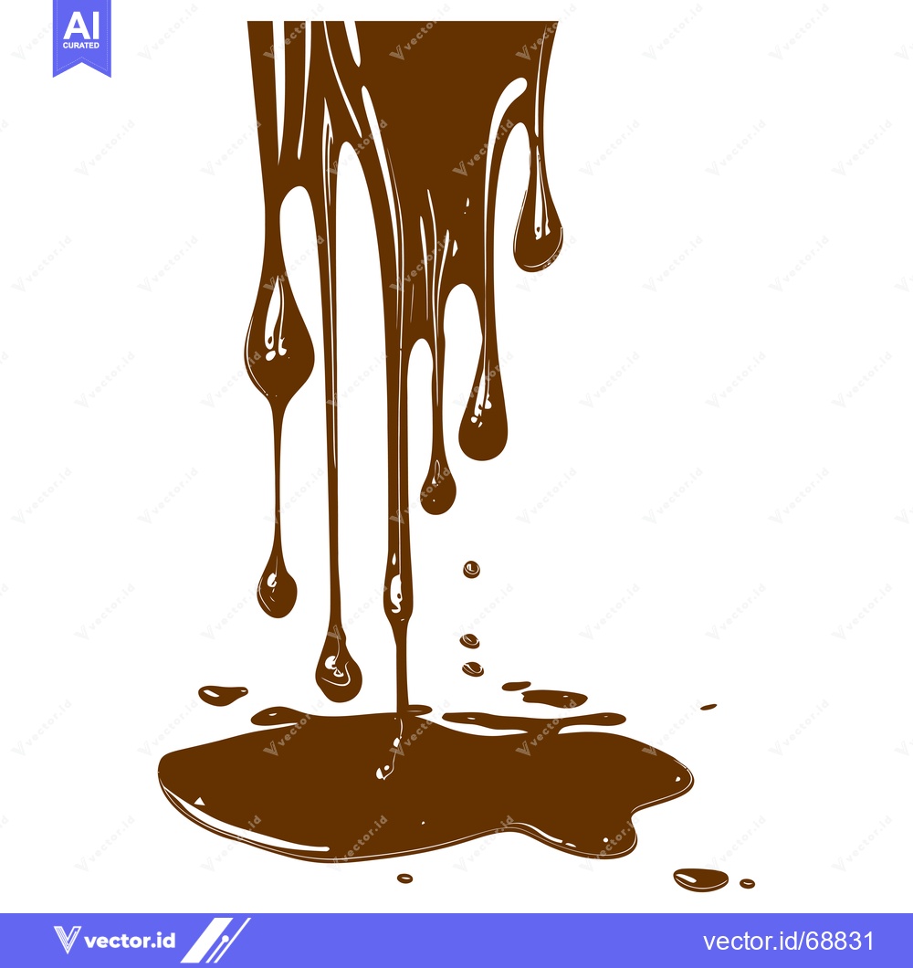Premium Vector of Chocolate Syrup Dripping and Splashing on White Background.