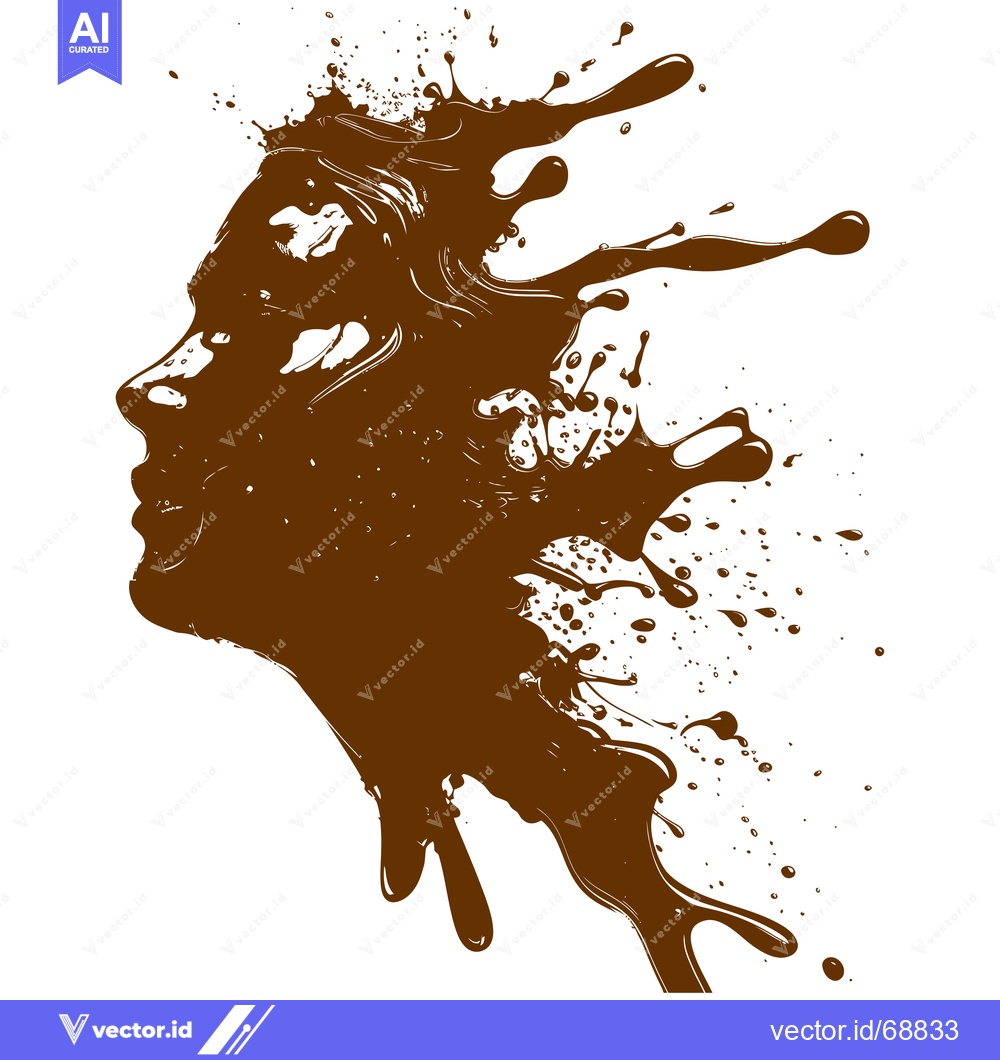 Premium Vector of Abstract Chocolate Splash Forming a Human Profile Silhouette.