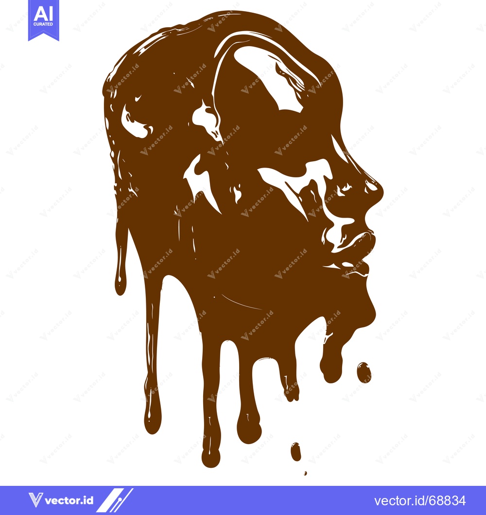 Premium Vector of Melting Chocolate Head Silhouette Dripping.