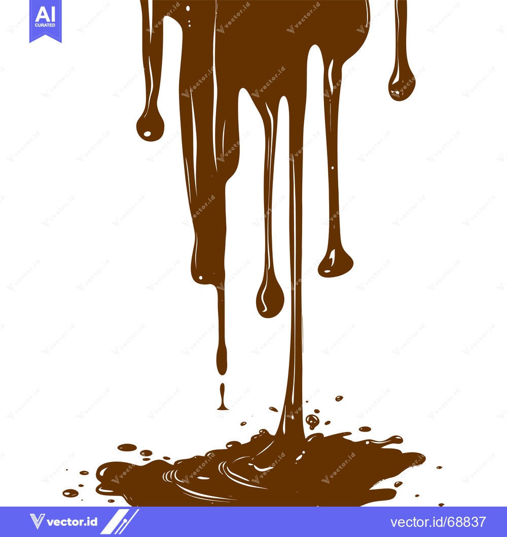 Premium Vector dari Melted Chocolate Dripping and Splashing on White Background.