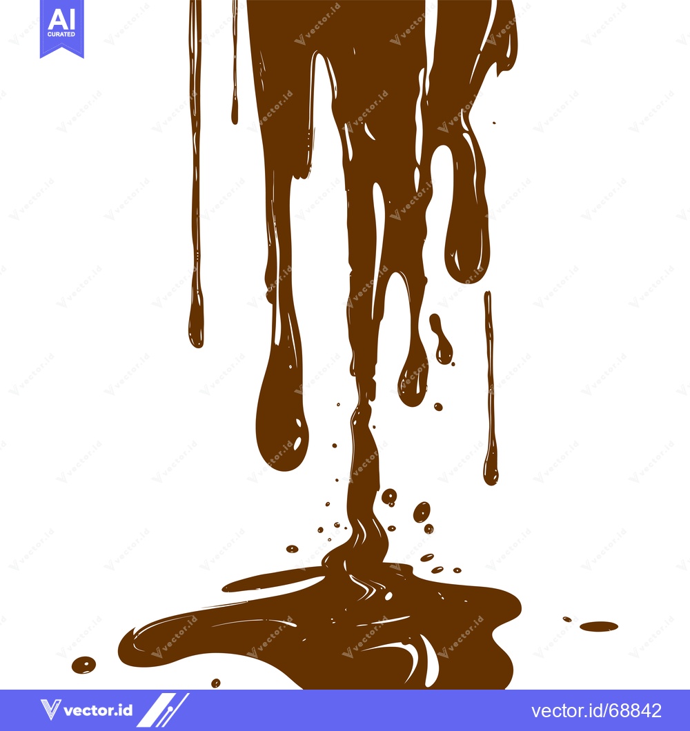 Premium Vector of Melted Chocolate Dripping and Splashing on White Background.