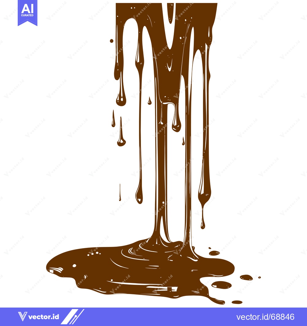 Premium Vector dari Melted Chocolate Drizzling and Pooling on White Background.