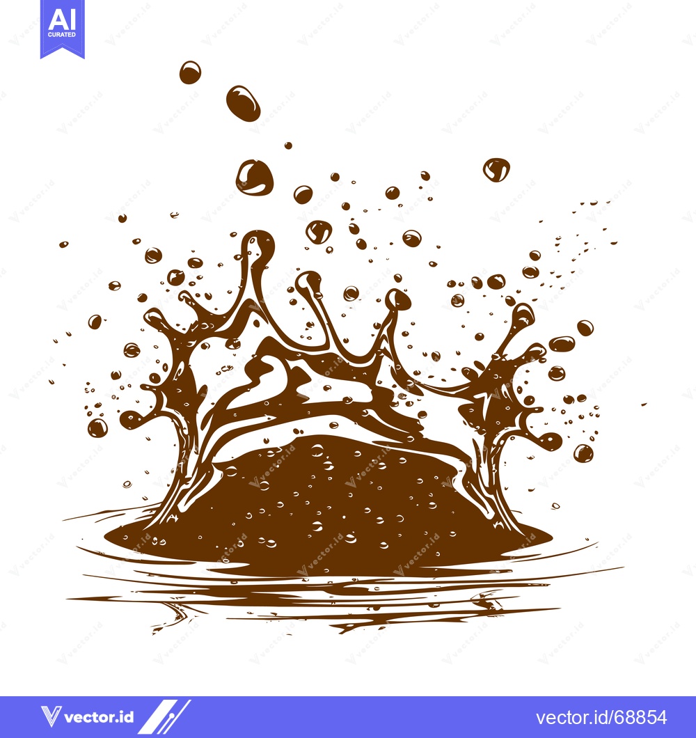 Premium Vector of Explosion of Chocolate Liquid Splash Crown Shape.
