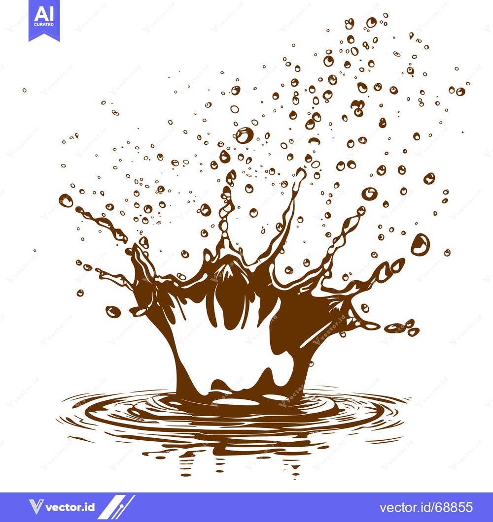 Premium Vector of Dynamic Chocolate Splash with Droplets and Ripples.