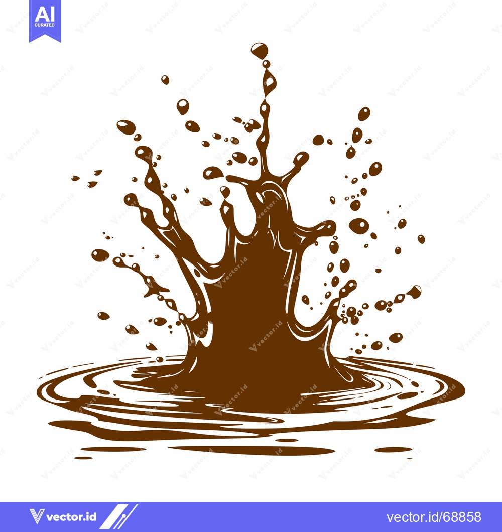 Premium Vector dari Dynamic Chocolate Splash Explosion with Droplets and Ripples.