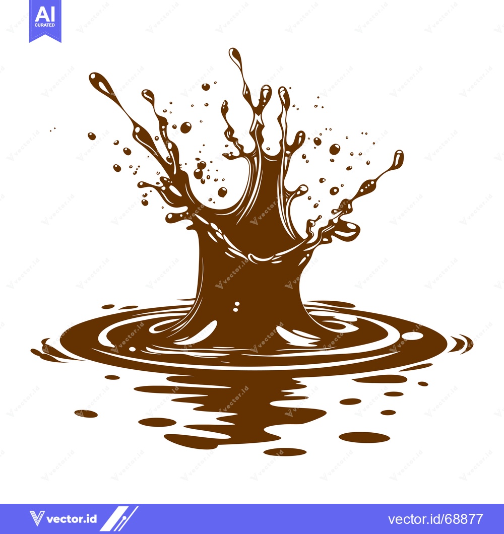 Premium Vector of Chocolate Splash Explosion Liquid Droplets Ripples.