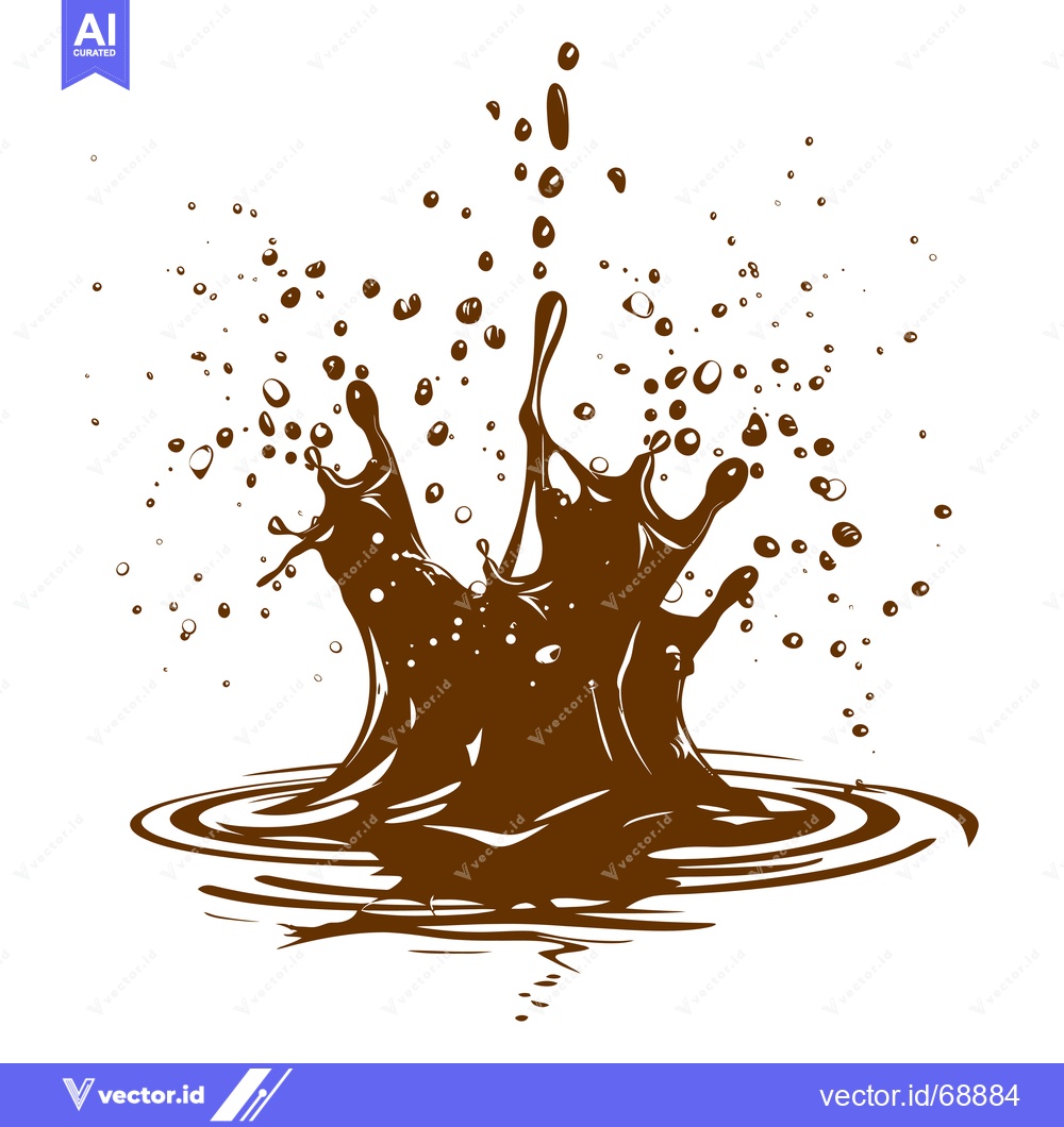 Premium Vector dari Dynamic Chocolate Splash with Droplets and Ripples.