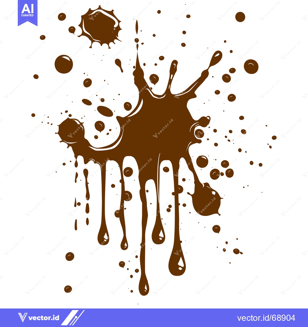 Premium Vector of Brown Chocolate Splatter Stain Dripping Liquid Art.