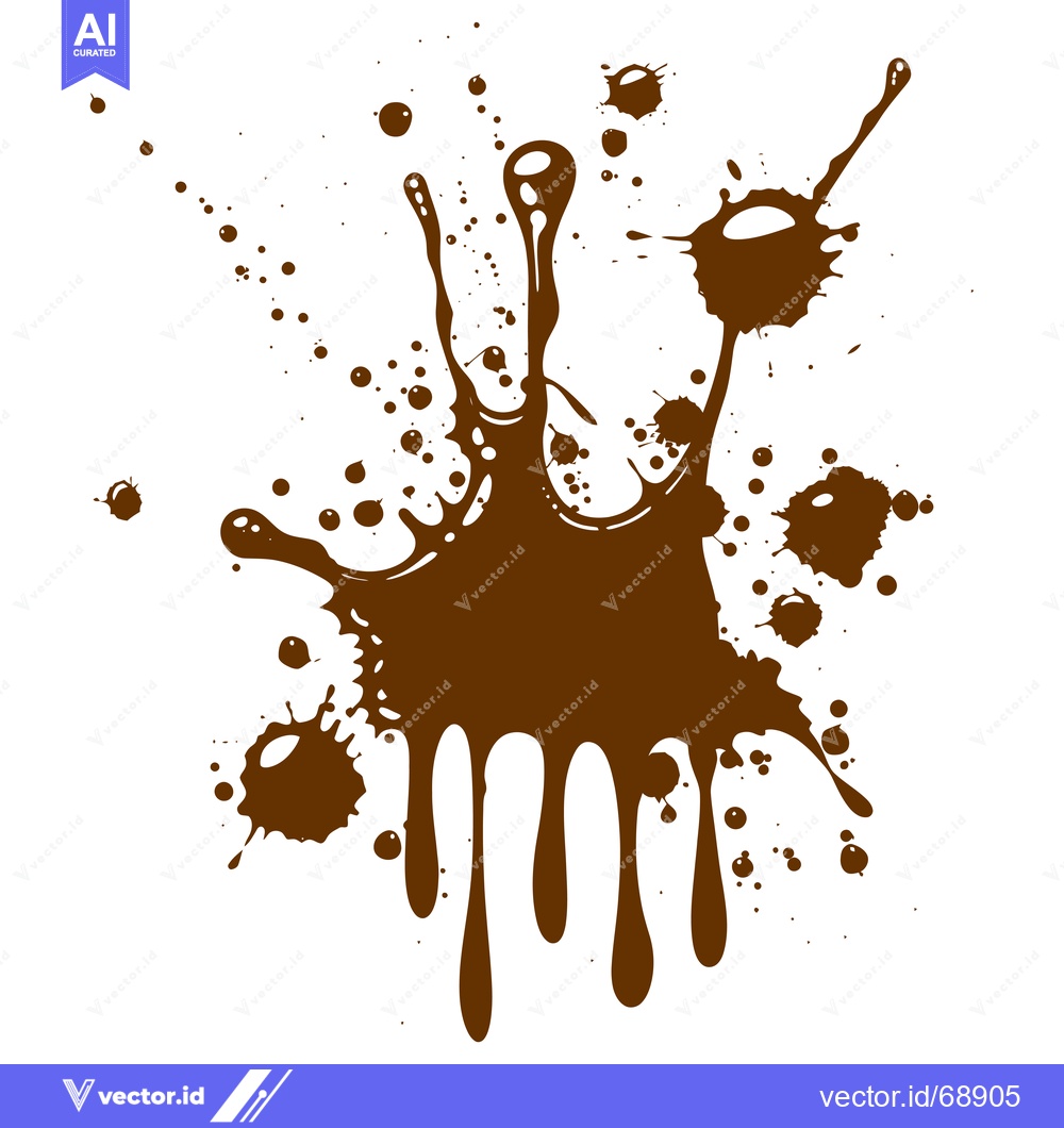 Premium Vector of Brown Chocolate Splatter Liquid Splash Abstract Art.