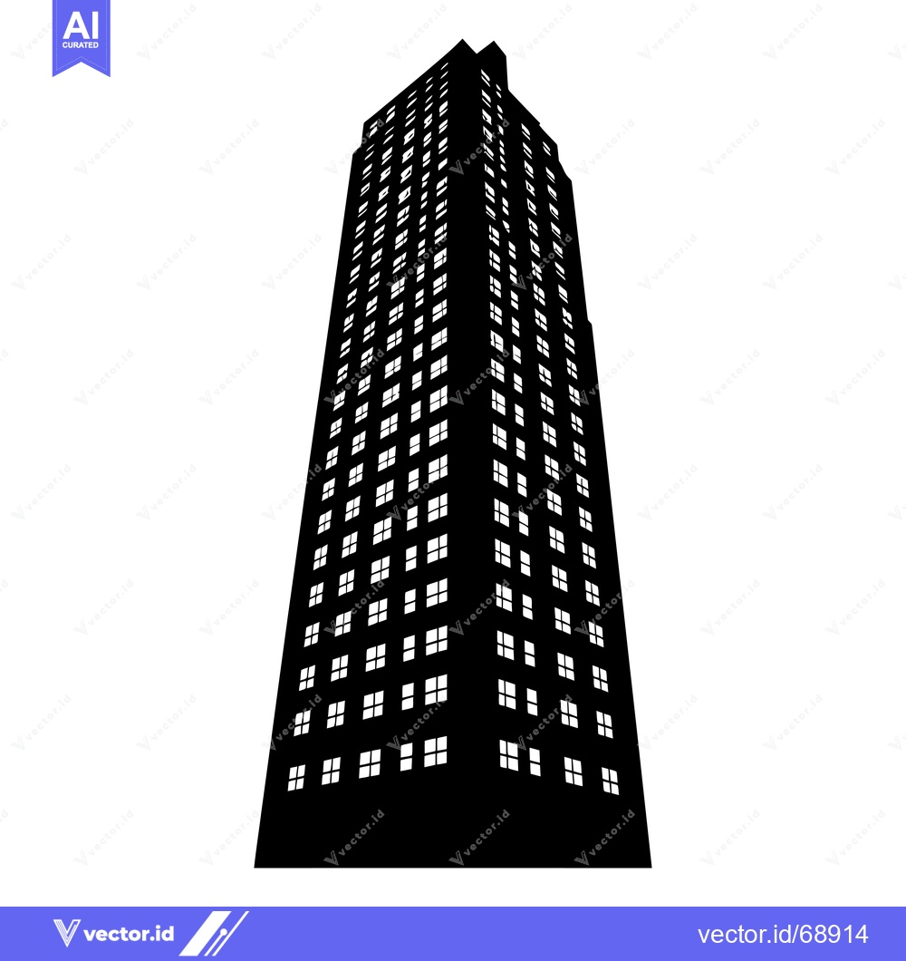 Premium Vector of Black and White Silhouette of a Skyscraper