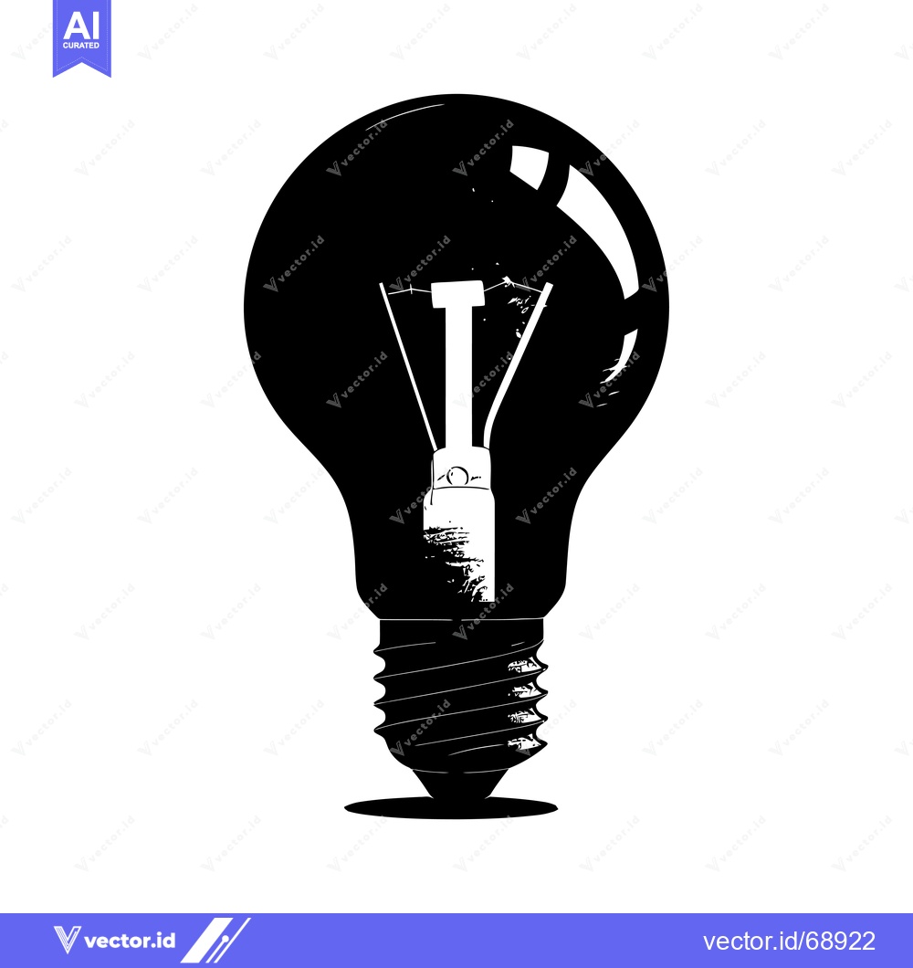 Premium Vector of Black and White Illustration of a Light Bulb with a Filament