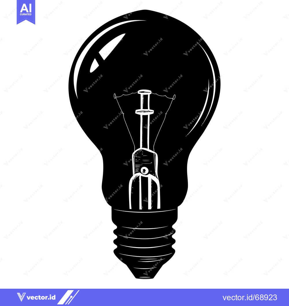 Premium Vector of Black and White Illustration of a Lightbulb