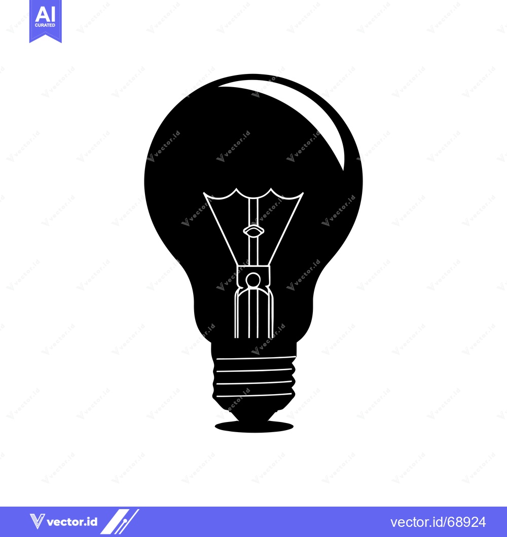 Premium Vector dari A Black and White Silhouette of a Light Bulb