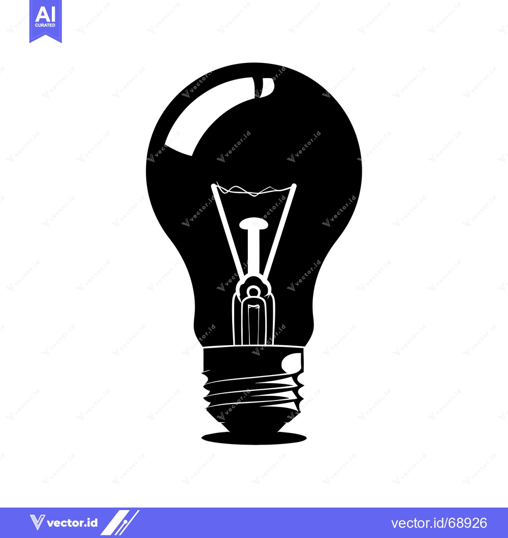 Premium Vector dari Black and White Silhouette of a Light Bulb