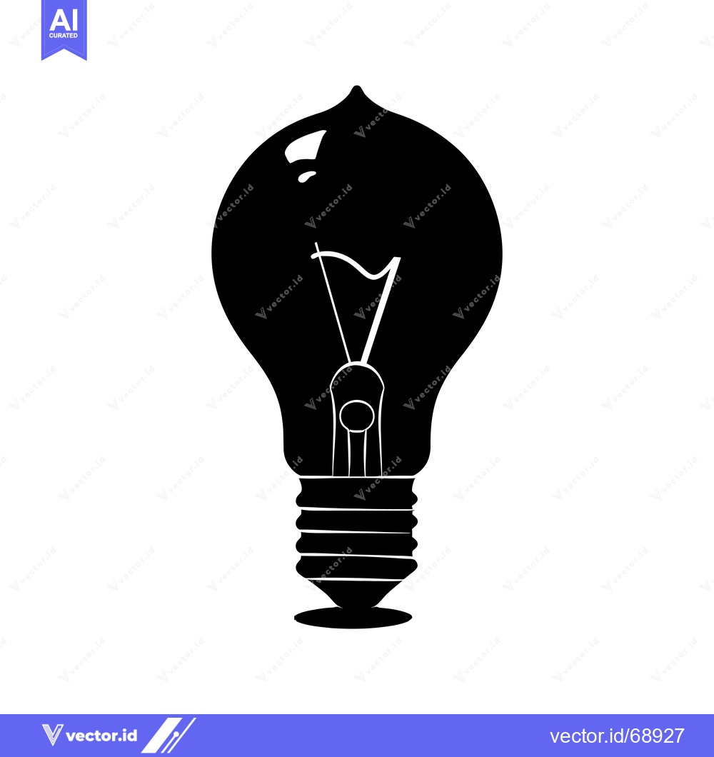 Premium Vector of Black and White Silhouette of a Light Bulb