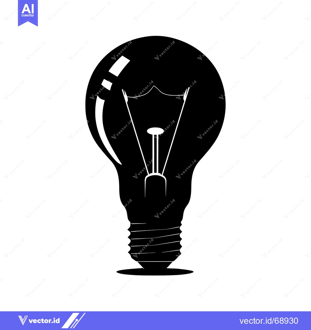 Premium Vector of A Black Silhouette of a Lightbulb on a White Background