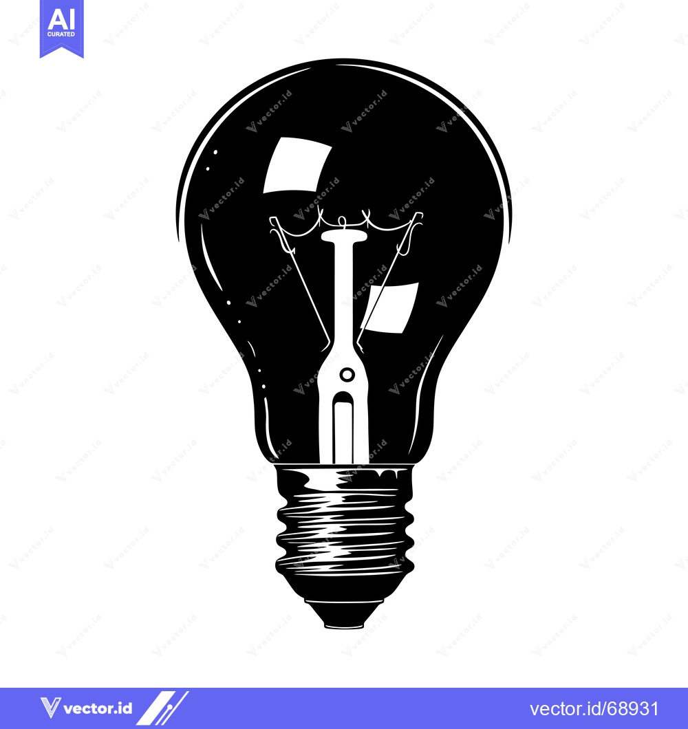 Premium Vector of Black and White Illustration of a Traditional Light Bulb