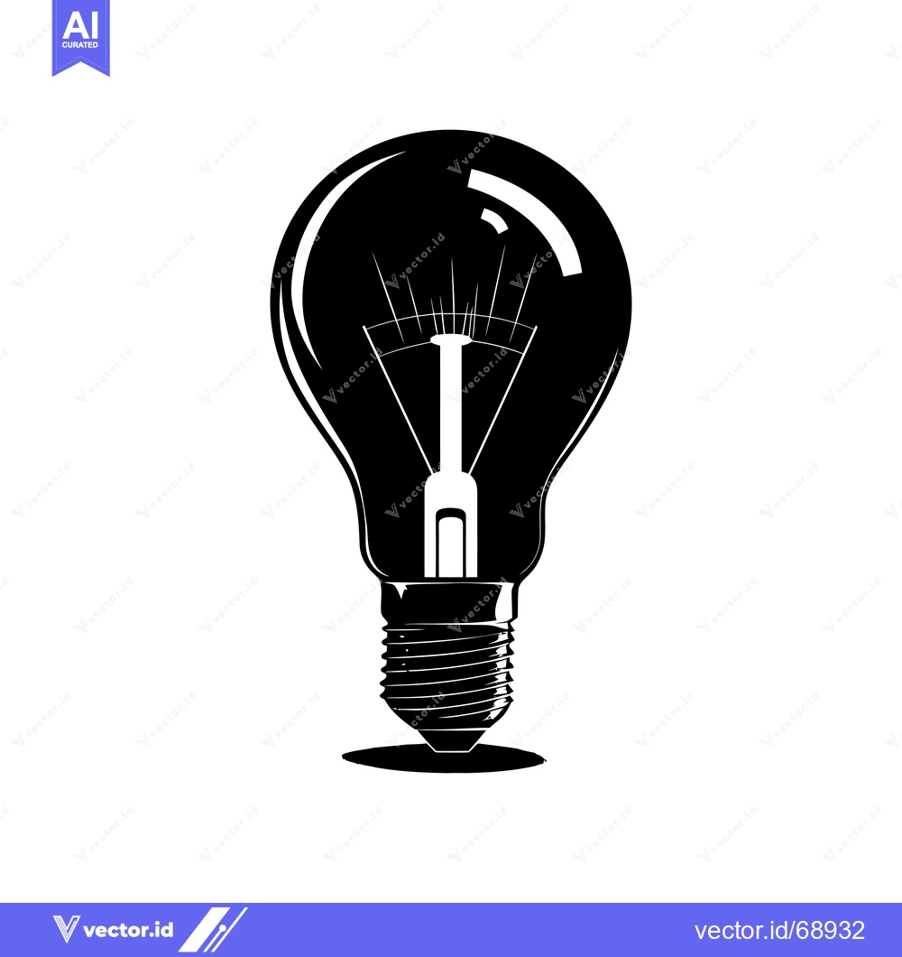 Premium Vector dari A Black and White Silhouette of a Light Bulb