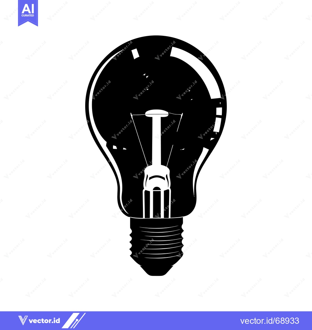 Premium Vector dari Silhouette of a Traditional Light Bulb with a Visible Filament