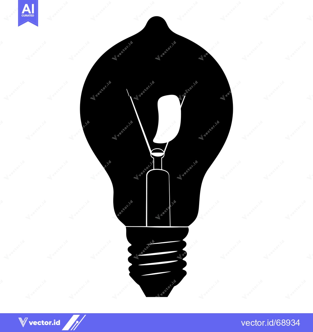 Premium Vector of A Black Silhouette of a Traditional Incandescent Light Bulb