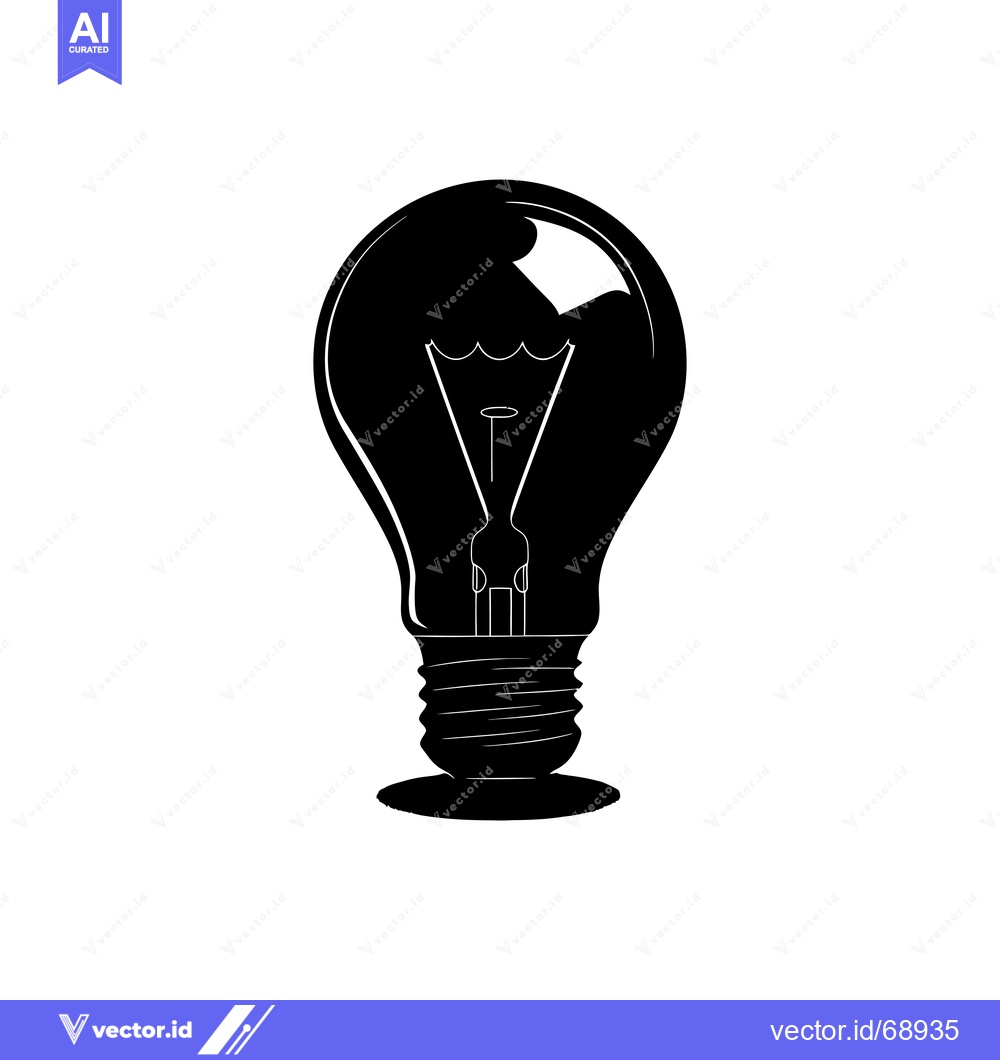Premium Vector of Black and White Silhouette of a Lightbulb
