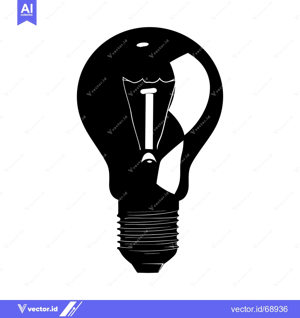 Premium Vector dari A Silhouette of a Light Bulb with a Broken Filament
