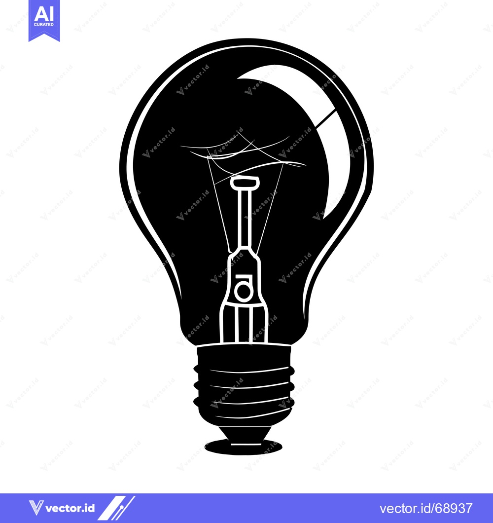 Premium Vector of Black and White Illustration of a Light Bulb