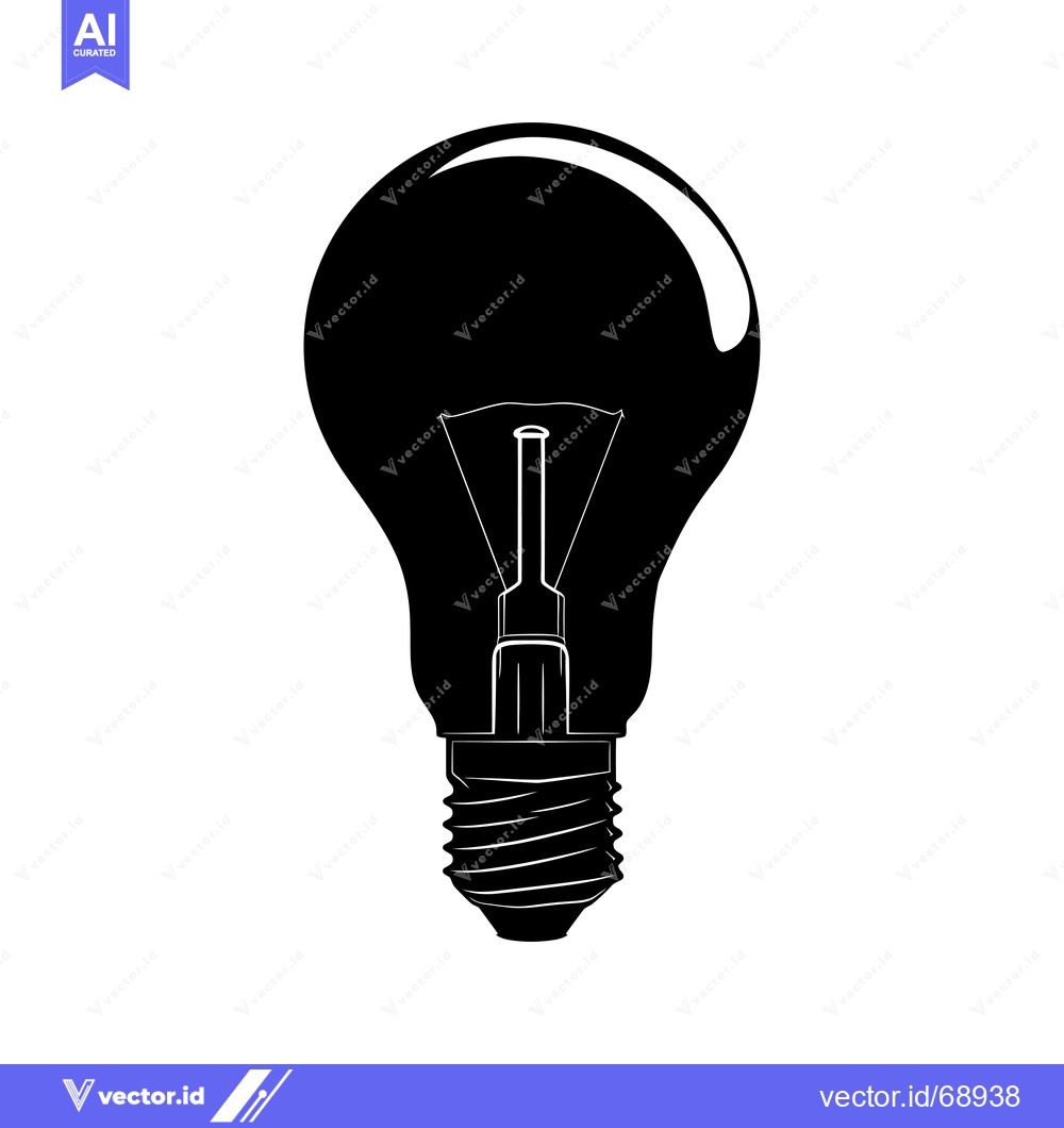 Premium Vector dari A Black and White Silhouette of a Light Bulb