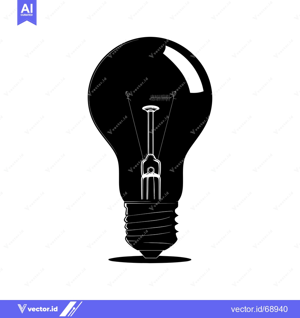 Premium Vector of Black and White Silhouette of a Traditional Incandescent Light Bulb