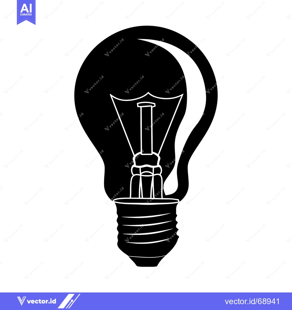 Premium Vector of A Black Silhouette of a Standard Incandescent Lightbulb