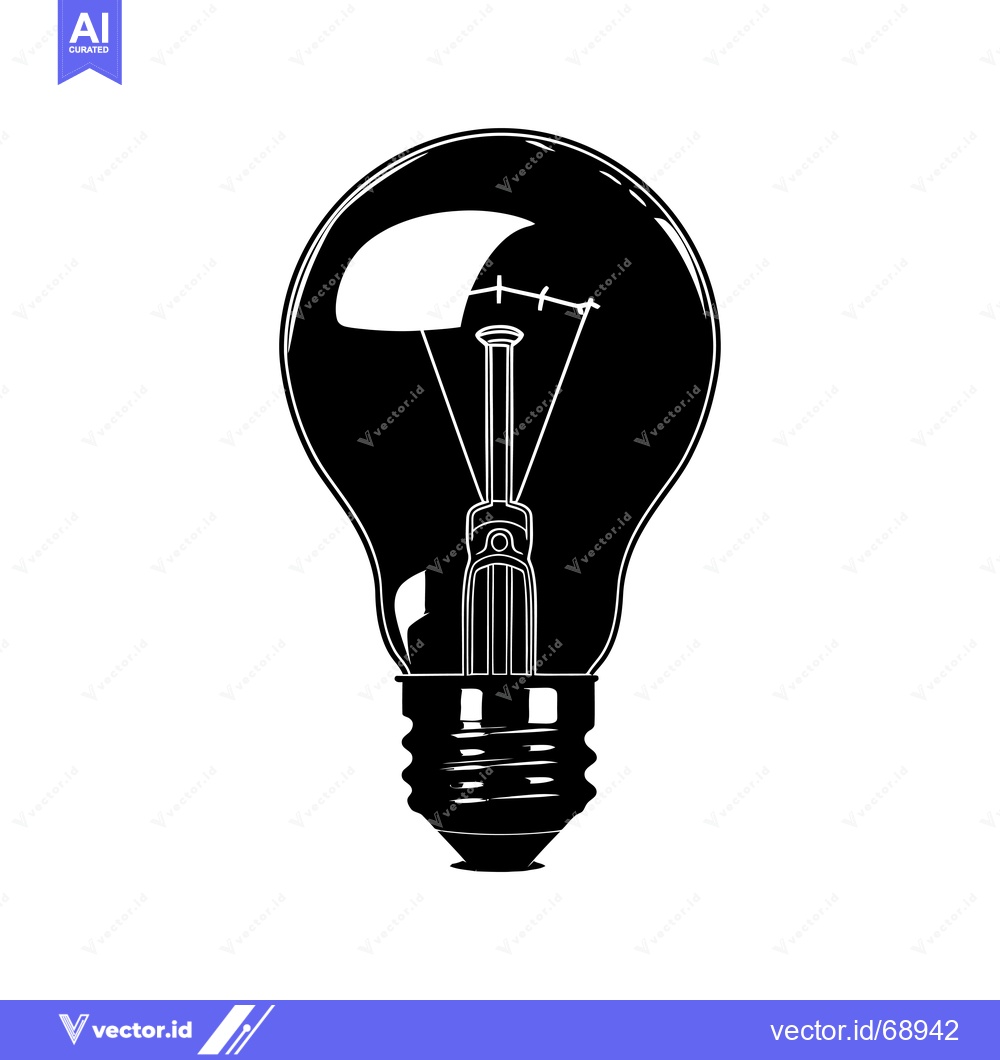 Premium Vector dari Black and White Silhouette of a Traditional Light Bulb