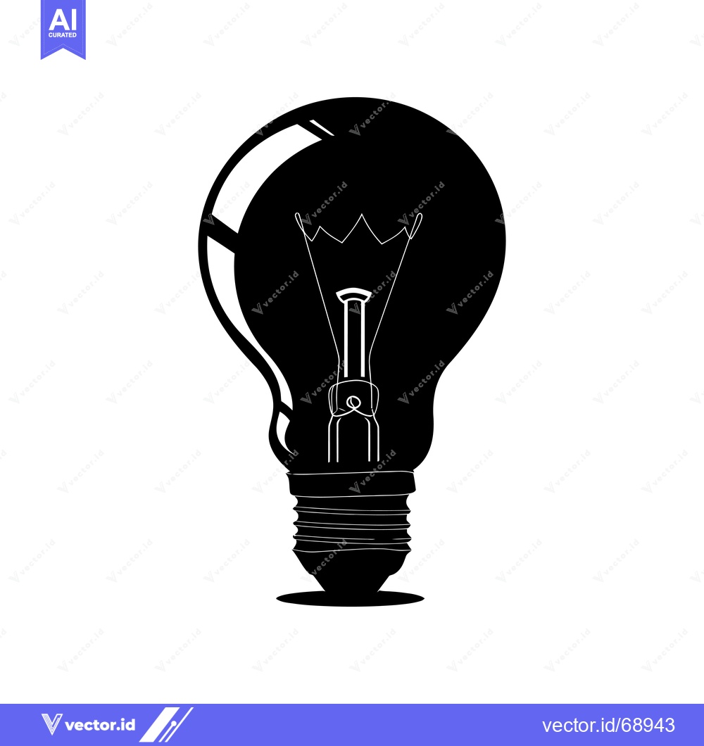 Premium Vector of Black and white silhouette of a lightbulb