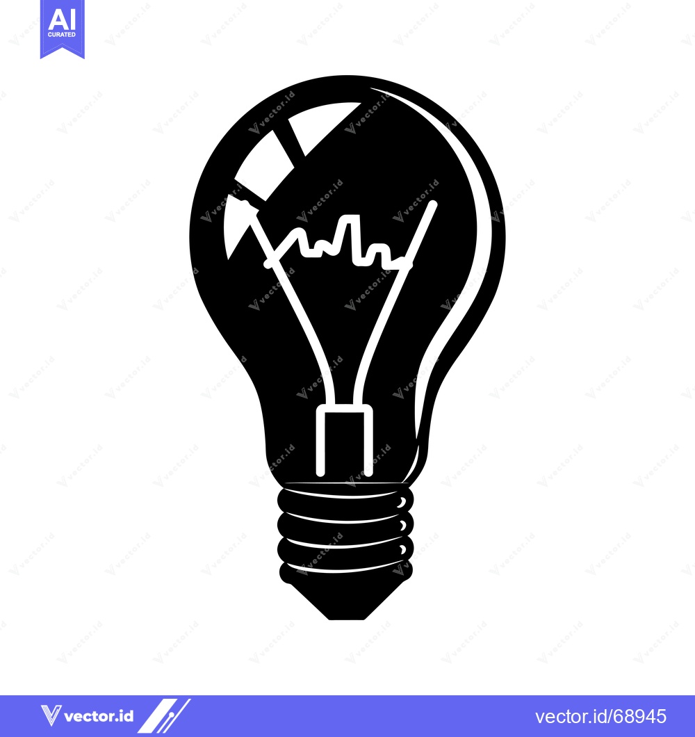Premium Vector of A Black and White Silhouette of a Light Bulb