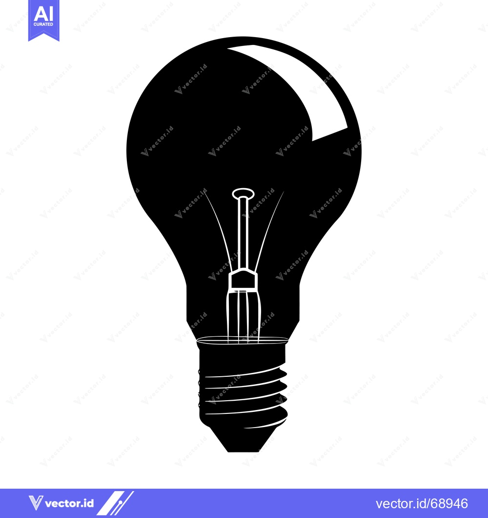 Premium Vector dari Black Silhouette of a Standard Incandescent Lightbulb