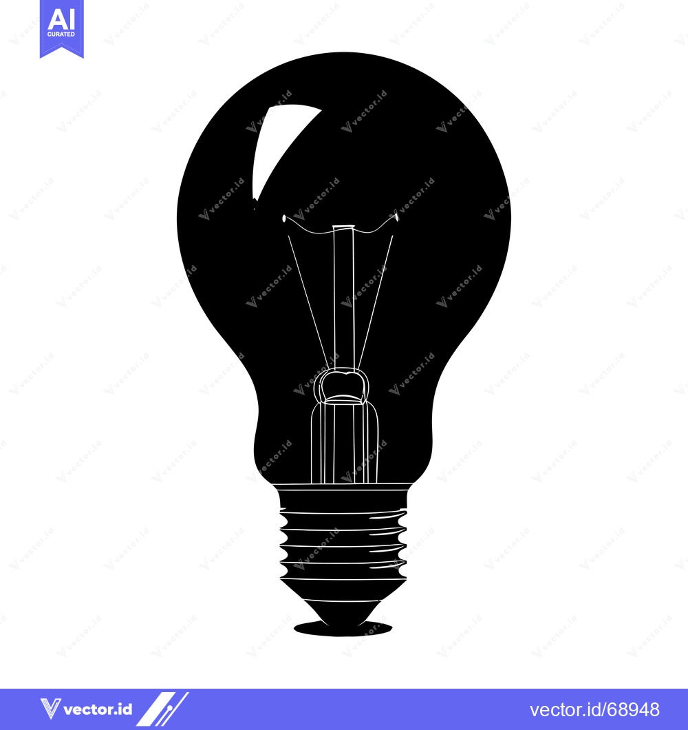 Premium Vector dari Silhouette of a Traditional Light Bulb with a White Interior