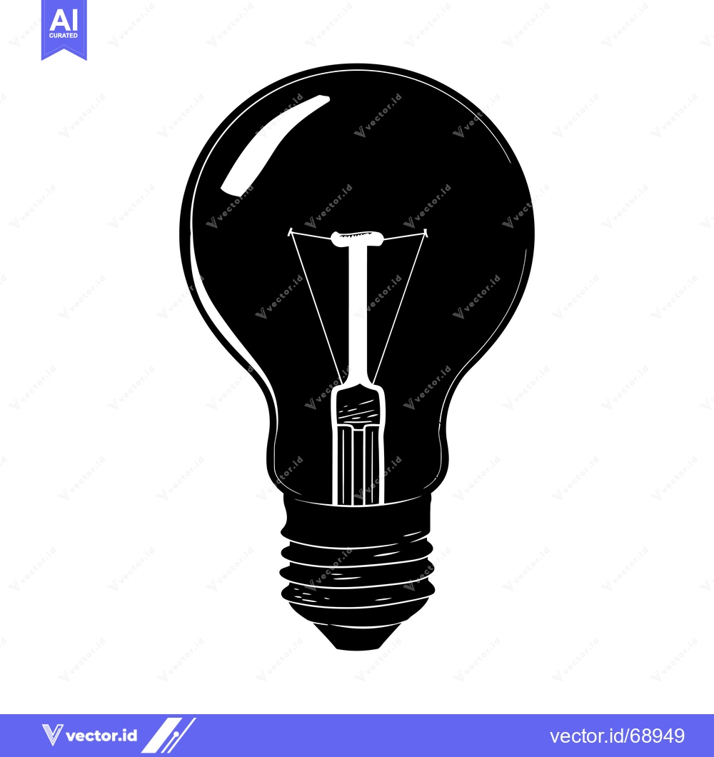 Premium Vector of Black and white silhouette of a traditional lightbulb