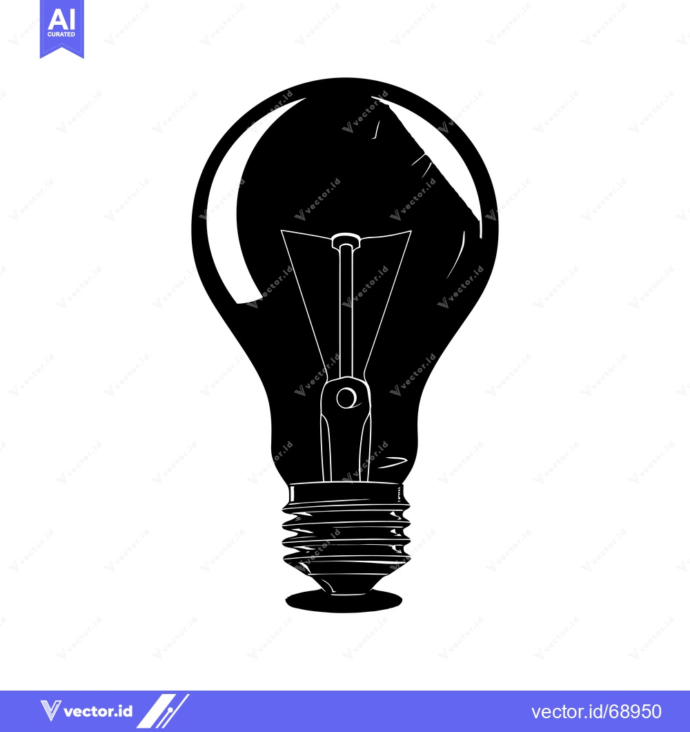 Premium Vector dari Black and White Illustration of a Lightbulb
