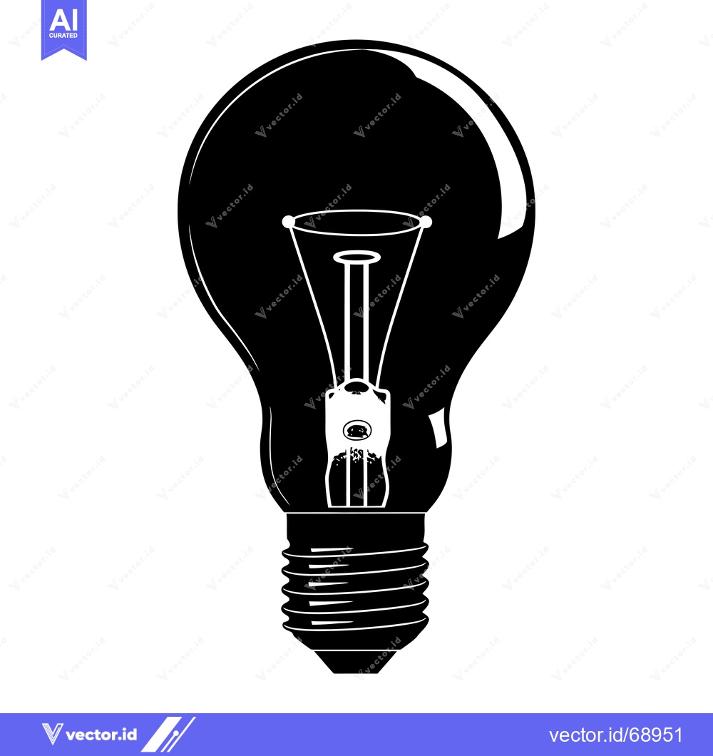 Premium Vector of Black and white silhouette of a traditional incandescent lightbulb