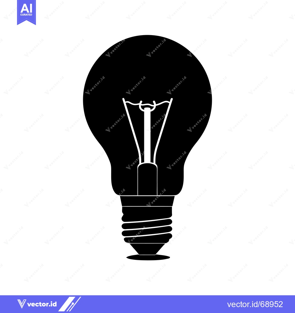 Premium Vector dari A black and white silhouette of a standard light bulb