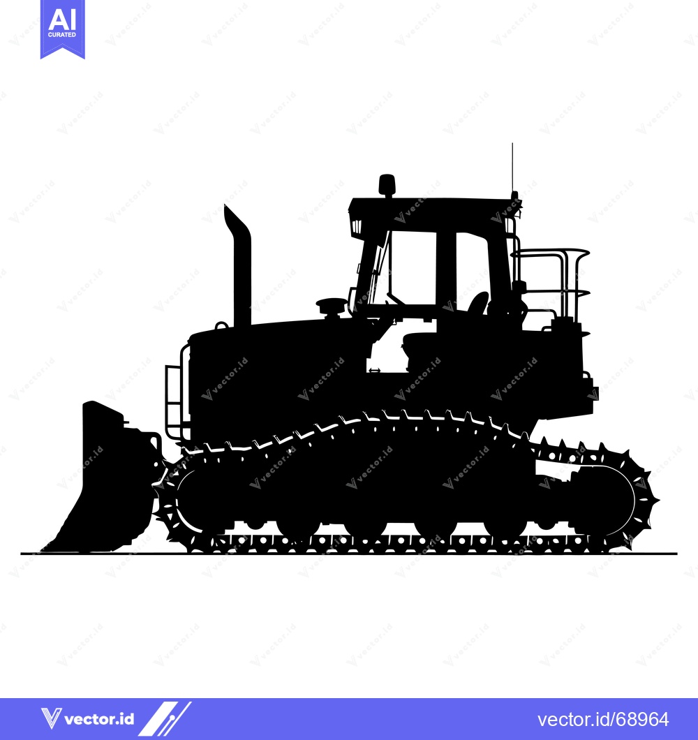 Premium Vector dari Silhouette of a Crawler Tractor with a Blade