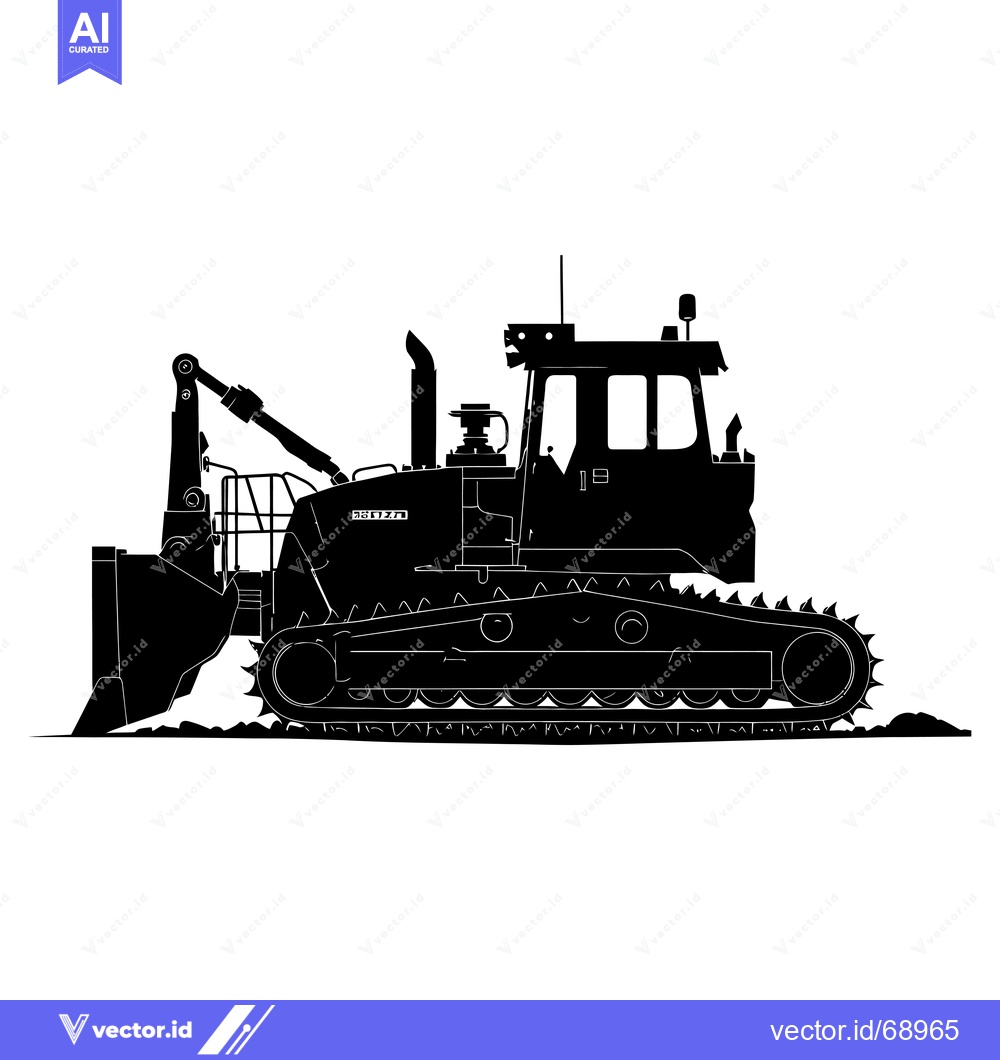 Premium Vector dari Black and White Silhouette of a Crawler Tractor