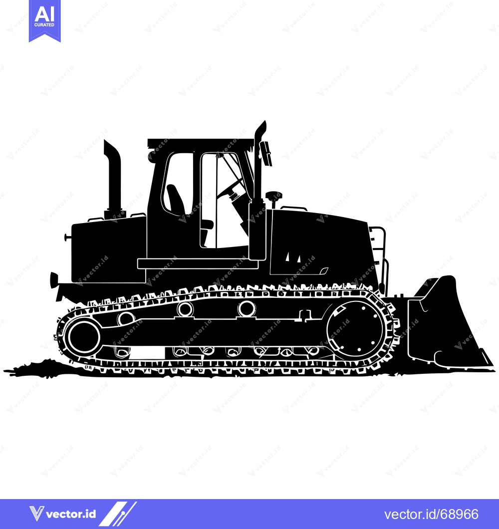 Premium Vector dari Black and White Silhouette of a Bulldozer